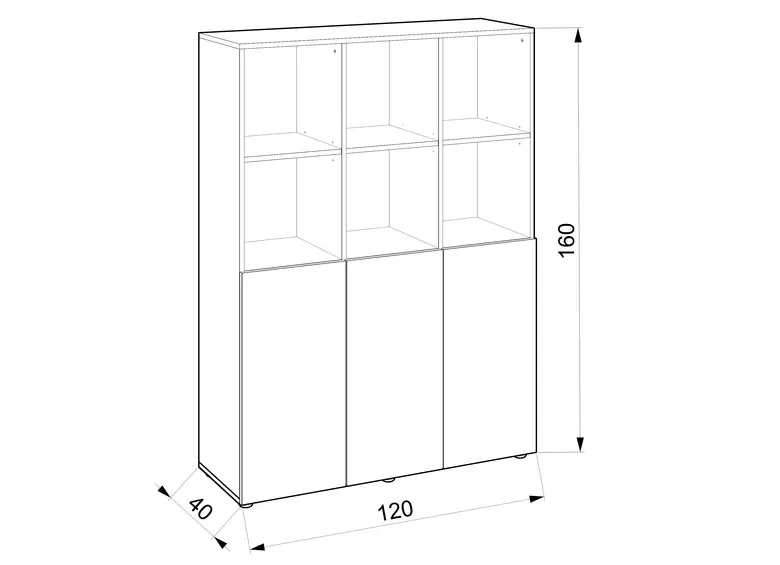 Офис Библиотека Модерна – 6 рафта, 3 врати – 120 х 40 х 160 см