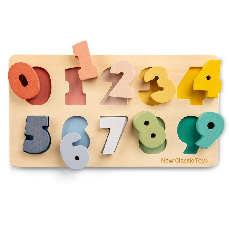 Дървен пъзел с цифри от 0 до 9 New Classic Toys