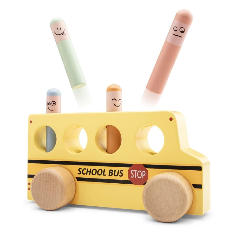 Дървен автобус с подскачащи ученици от New classic toys