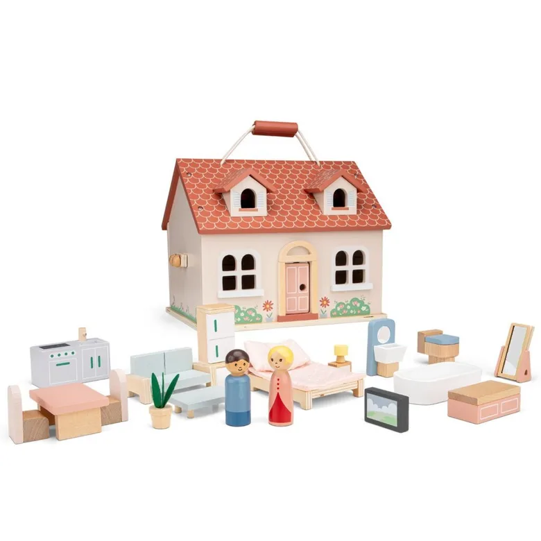 Сгъваема къща за кукли с мебели от New classic toys