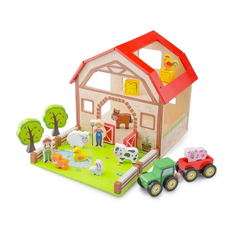 Дървена ферма с животни от New classic toys