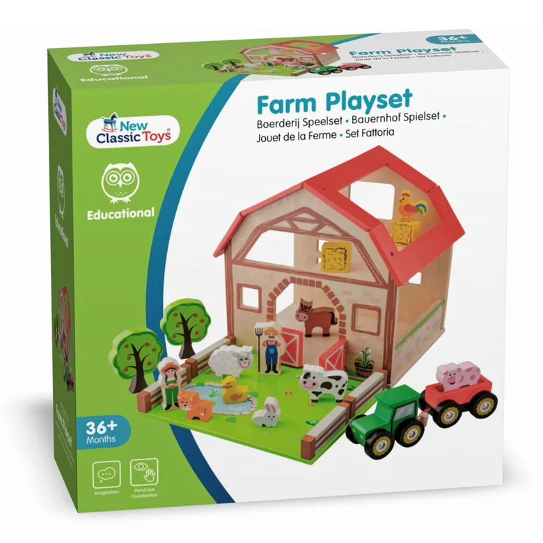Дървена ферма с животни от New classic toys