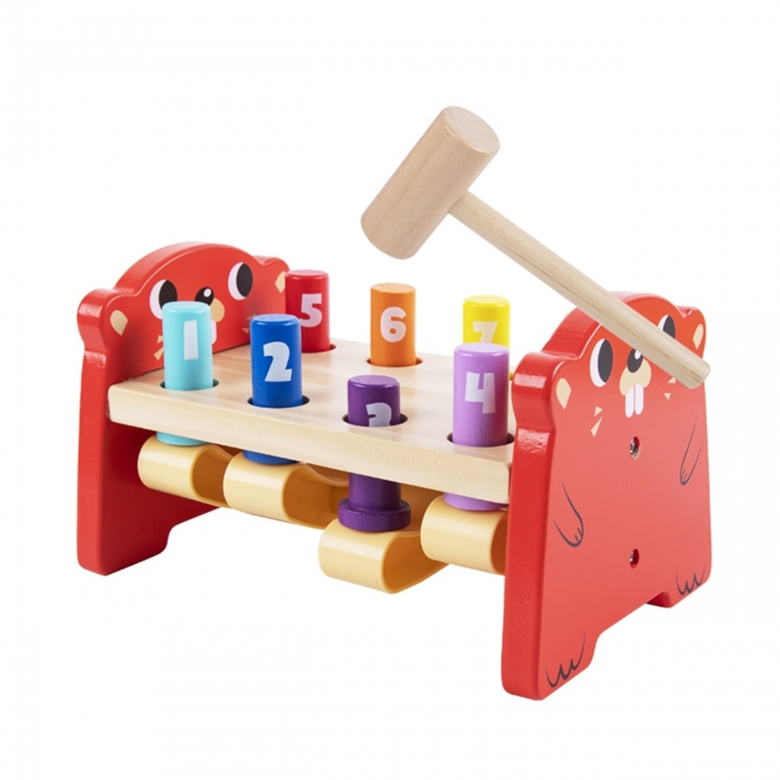 Tooky Toy Дървена игра с чукче - Бобърче