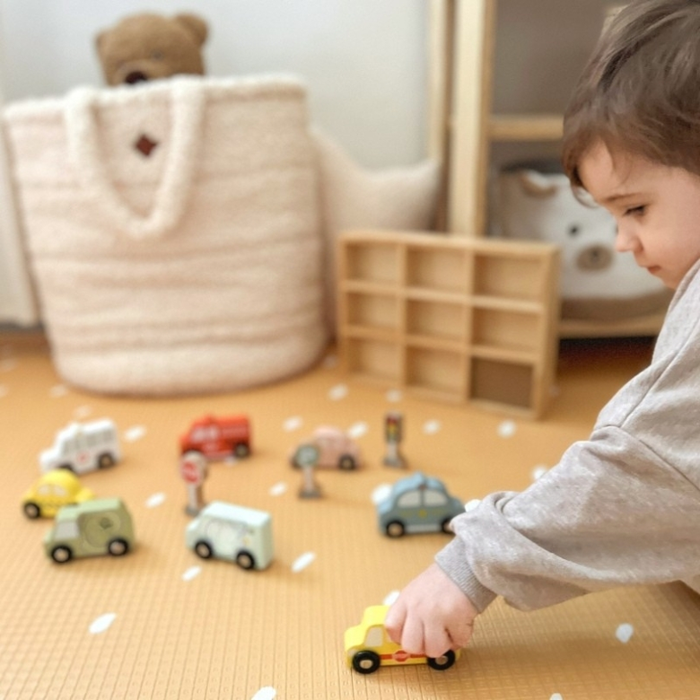 Комплект автомобили с пътни знаци Tooky Toy