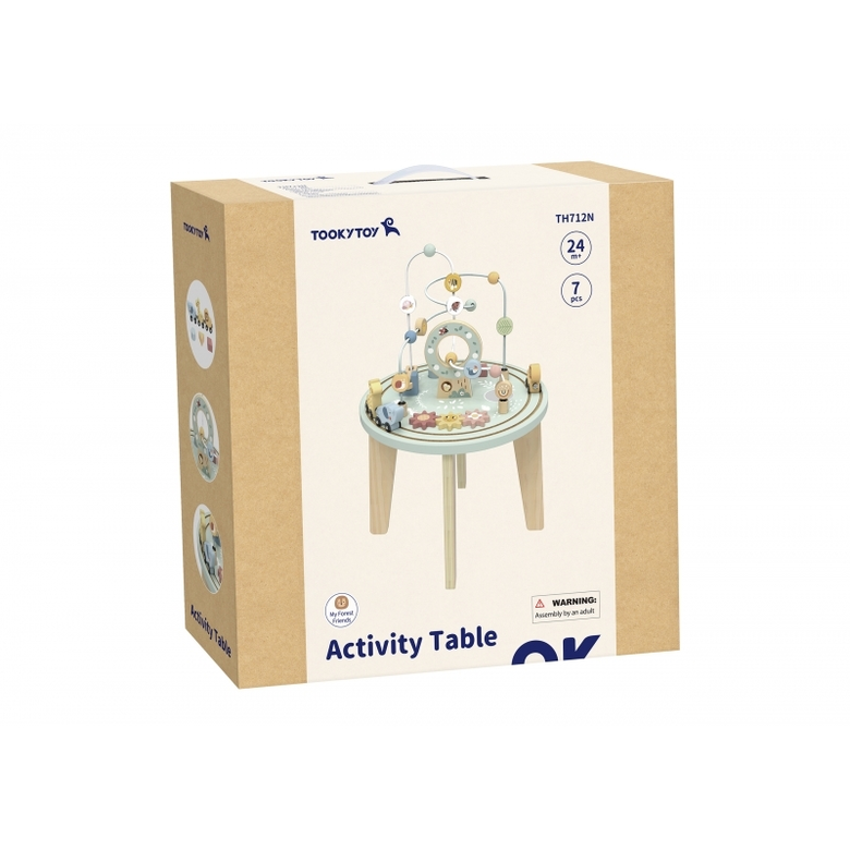 Tooky toy дървена масичка с игри в пастелни цветове