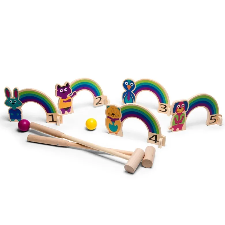 Детския крикет Дъга - дървена игра от BS toys