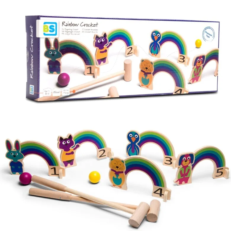 Детския крикет Дъга - дървена игра от BS toys