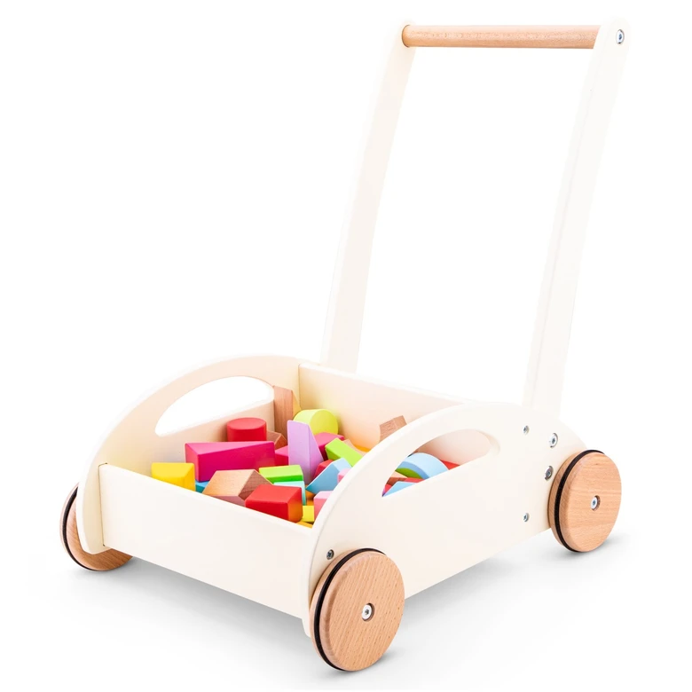Дървена проходилка - уокър с конструктор - New classic toys