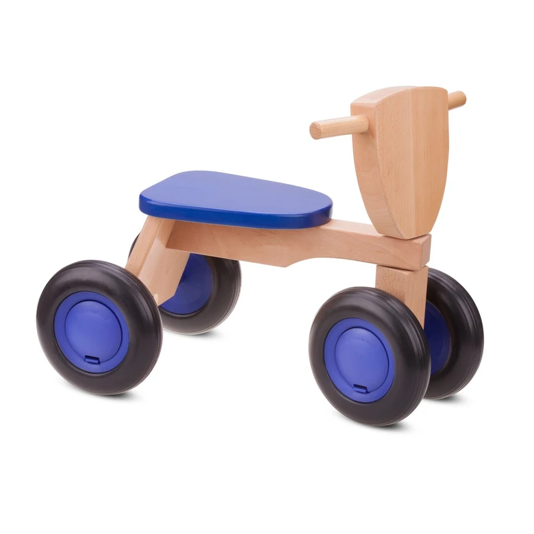 Дървено колело за бутане в синьо от New classic toys