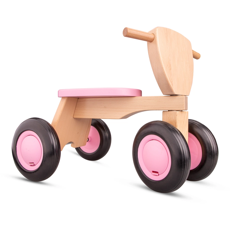 Детско дървено колело за бутане в розово от New classic toys