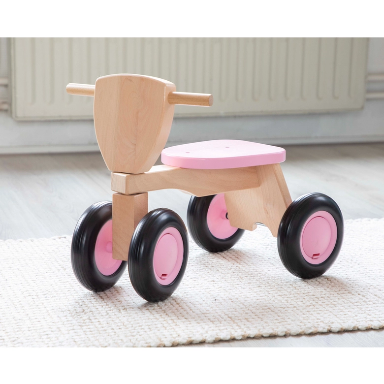 Детско дървено колело за бутане в розово от New classic toys