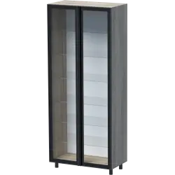 ШКАФ ВИТРИНА УНИ+ 80X42 Н=190СМ СЪС СТЪКЛЕНИ ВРАТИ С АЛУМ. ПРОФИЛ НА ЦОКЪЛ