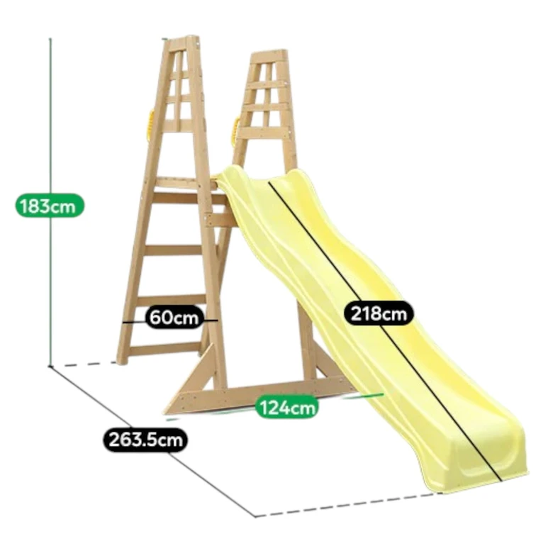 Детска Дървена Катерушка с Пързалка 2.2 м Ginger Home, За Игра на Двора
