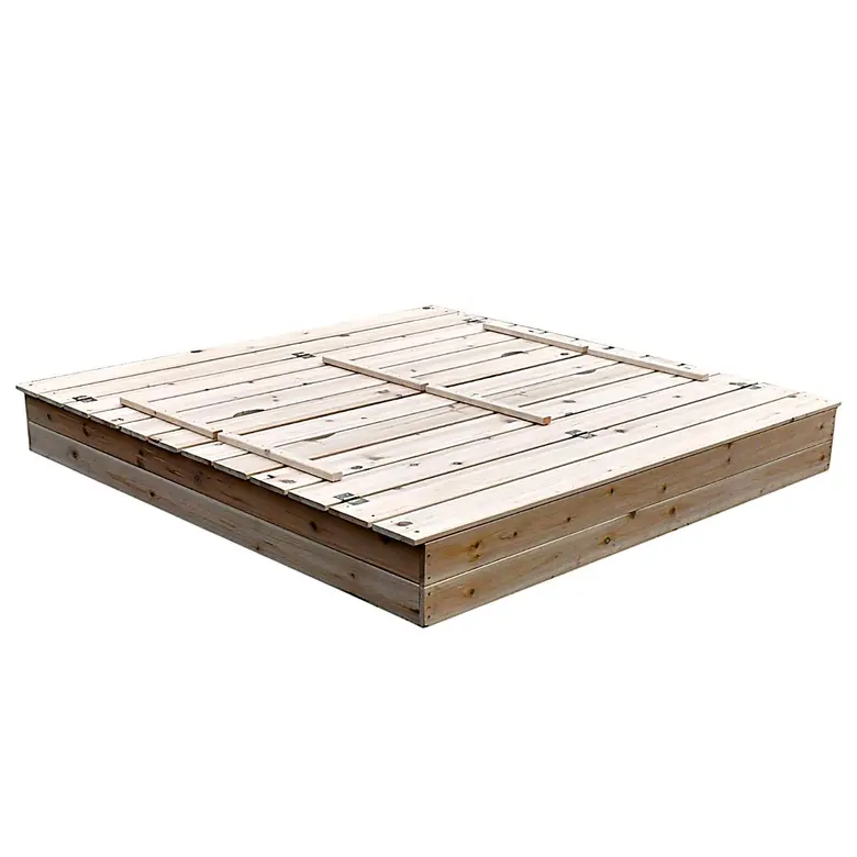 Голям Детски Пясъчник с Пейки и Сгъваем Капак Ginger Home 157x157x21см, Дървен