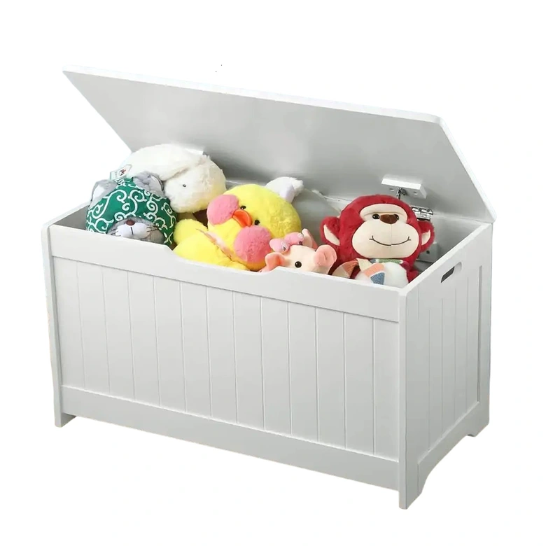 Детска Ракла за Играчки и Пейка 2 в 1 Ginger Home Дървена JWTR-3086 WHITE