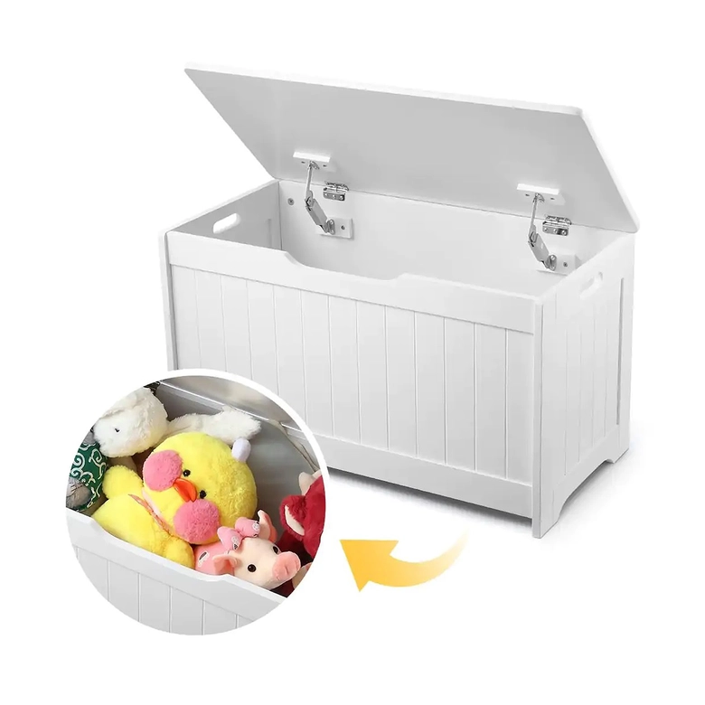 Детска Ракла за Играчки и Пейка 2 в 1 Ginger Home Дървена JWTR-3086 WHITE