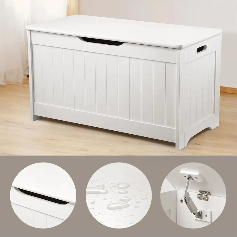 Детска Ракла за Играчки и Пейка 2 в 1 Ginger Home Дървена JWTR-3086 WHITE