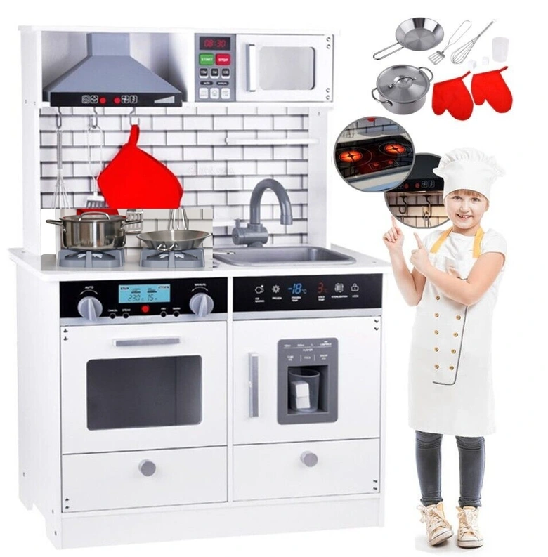 Детска Дървена Кухня Ginger Home със Звук, Светлина, Бяла W10C493J