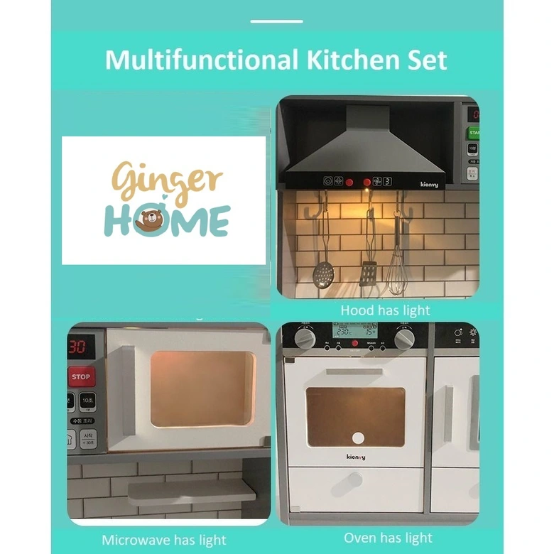 Детска Дървена Кухня Ginger Home със Звук, Светлина, Бяла W10C493J