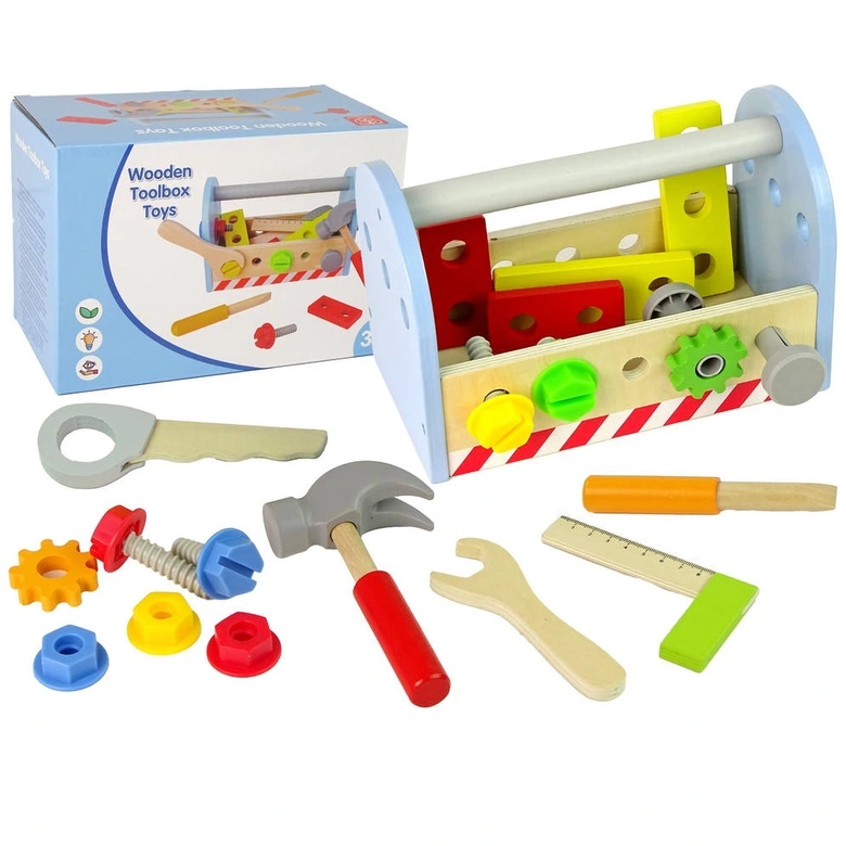 Дървени Инструменти в Кутия за Носене, Комплект за Игра, 22х12х15 см., Ginger Home