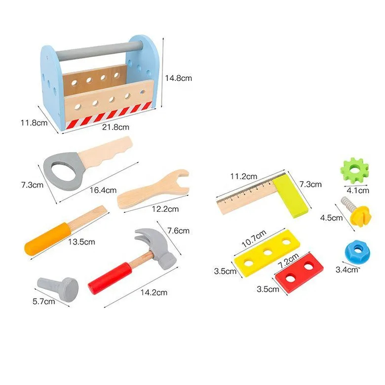 Дървени Инструменти в Кутия за Носене, Комплект за Игра, 22х12х15 см., Ginger Home