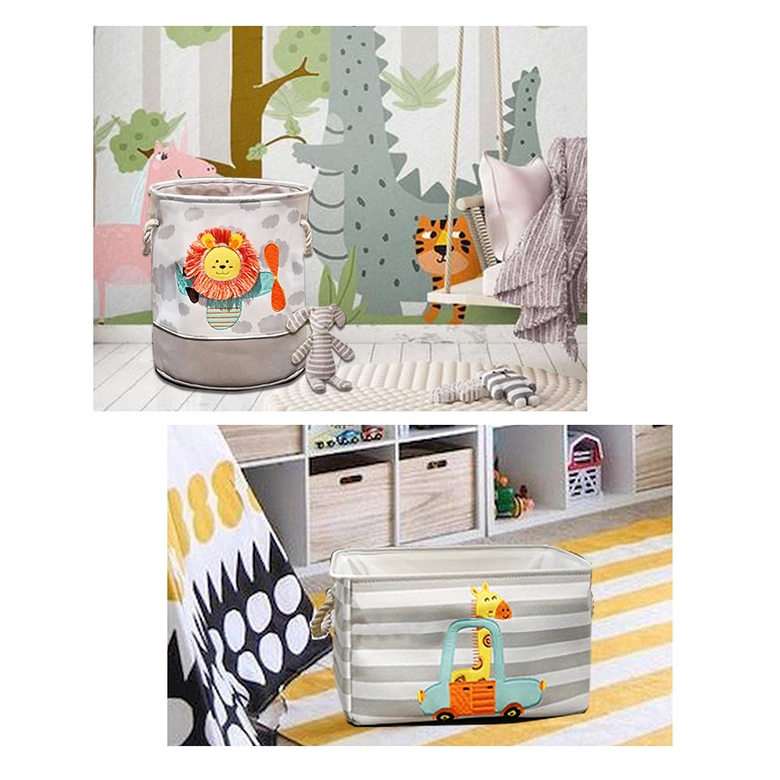 Кош за Играчки, Дрехи, Пране, Сгъваем, с Удобни Дръжки, за Детска стая, Спалня, Дневна - Лъвче, Ginger Home
