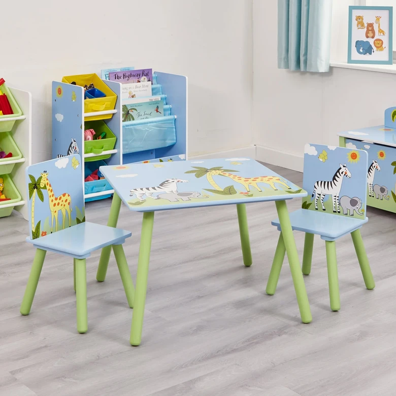 Детска Маса със Столчета GINGER HOME за Рисуване, Игра, Хранене, Дървена, Детска Стая SAVANNA, Ginger Home