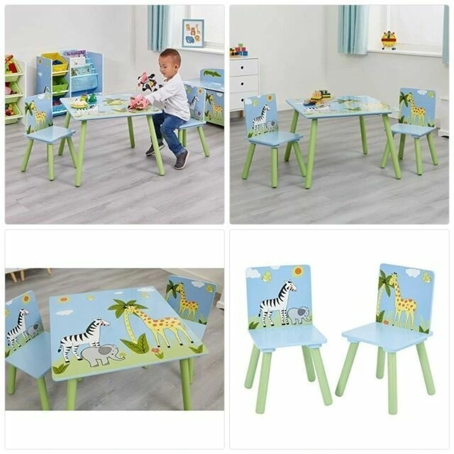 Детска Маса със Столчета GINGER HOME за Рисуване, Игра, Хранене, Дървена, Детска Стая SAVANNA, Ginger Home