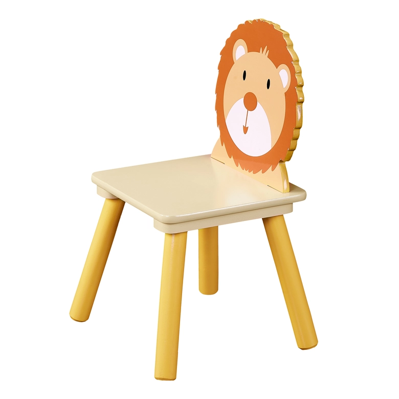 Детски комплект дървена маса с 2 стола за момчета и момичета - ЖИВОТНИ, Ginger Home