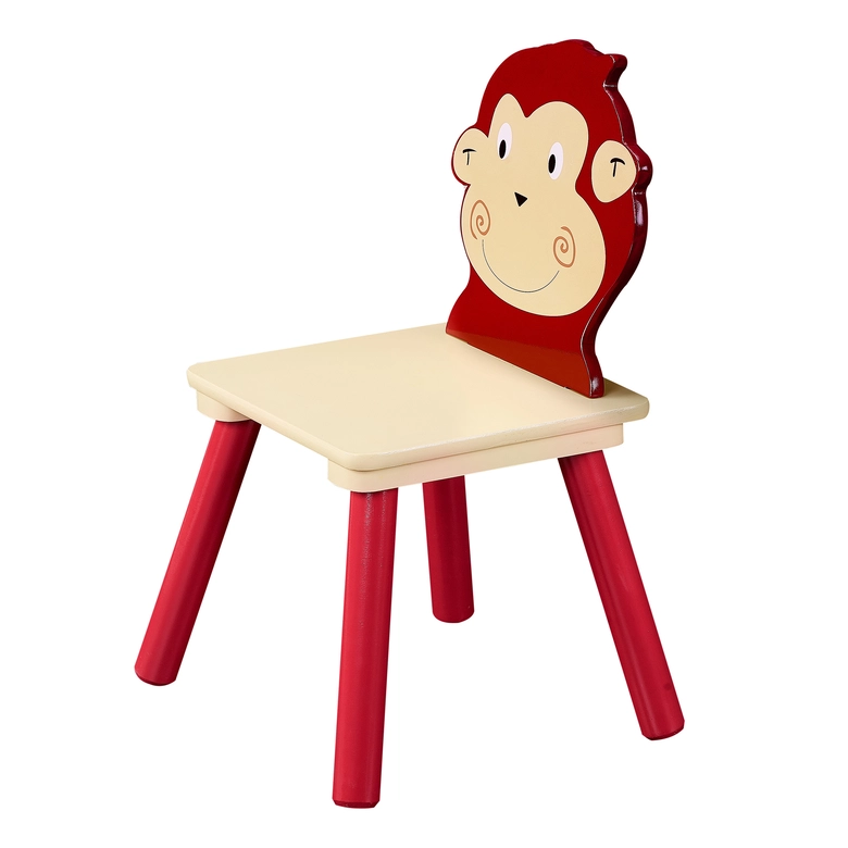 Детски комплект дървена маса с 2 стола за момчета и момичета - ЖИВОТНИ, Ginger Home