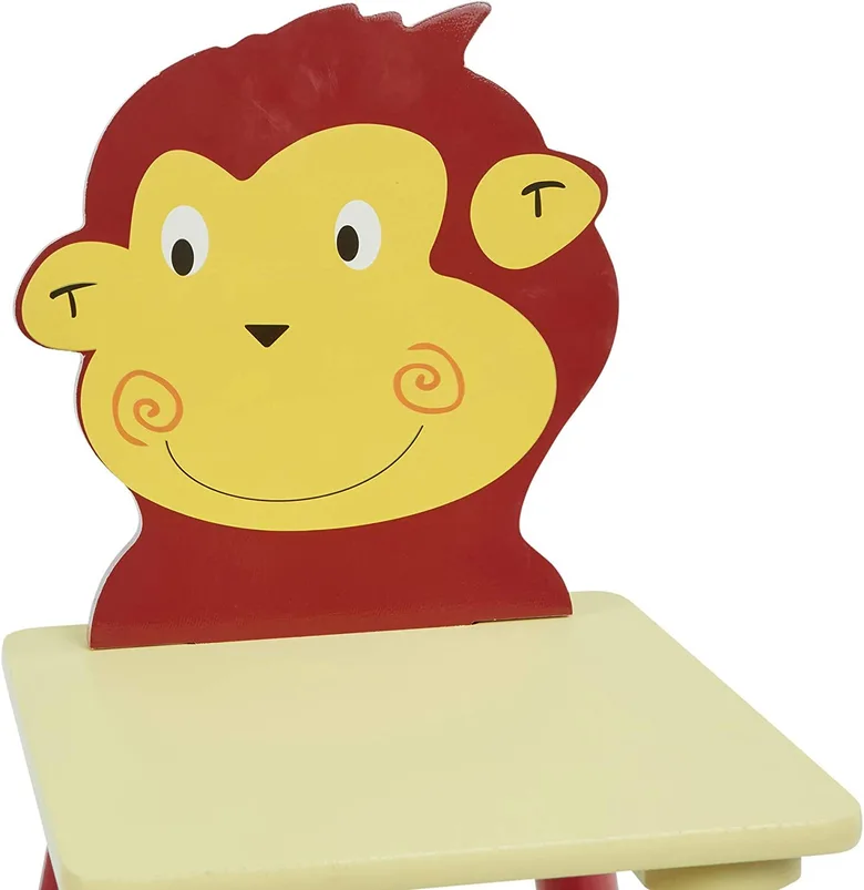 Детски комплект дървена маса с 2 стола за момчета и момичета - ЖИВОТНИ, Ginger Home