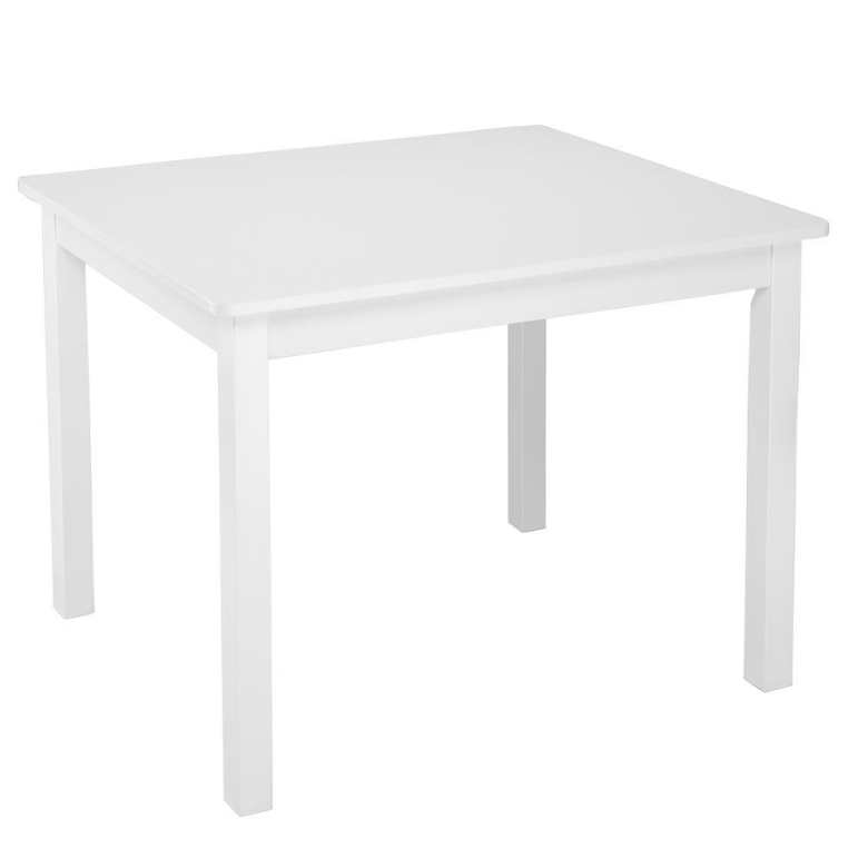Детска Маса с 4 Столчета GINGER HOME, Дървен Комплект за Игра и Учение, Бял, 66x56x48 см, Ginger Home