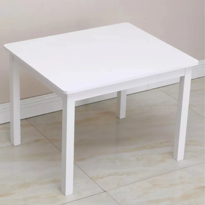 Детска Маса с 4 Столчета GINGER HOME, Дървен Комплект за Игра и Учение, Бял, 66x56x48 см, Ginger Home