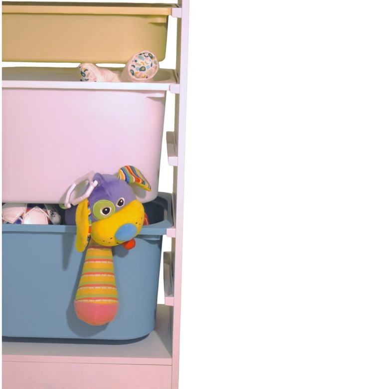 Детски Шкаф GINGER HOME, Етажерка за Играчки с 4 Кутии за Съхранение, Бял
