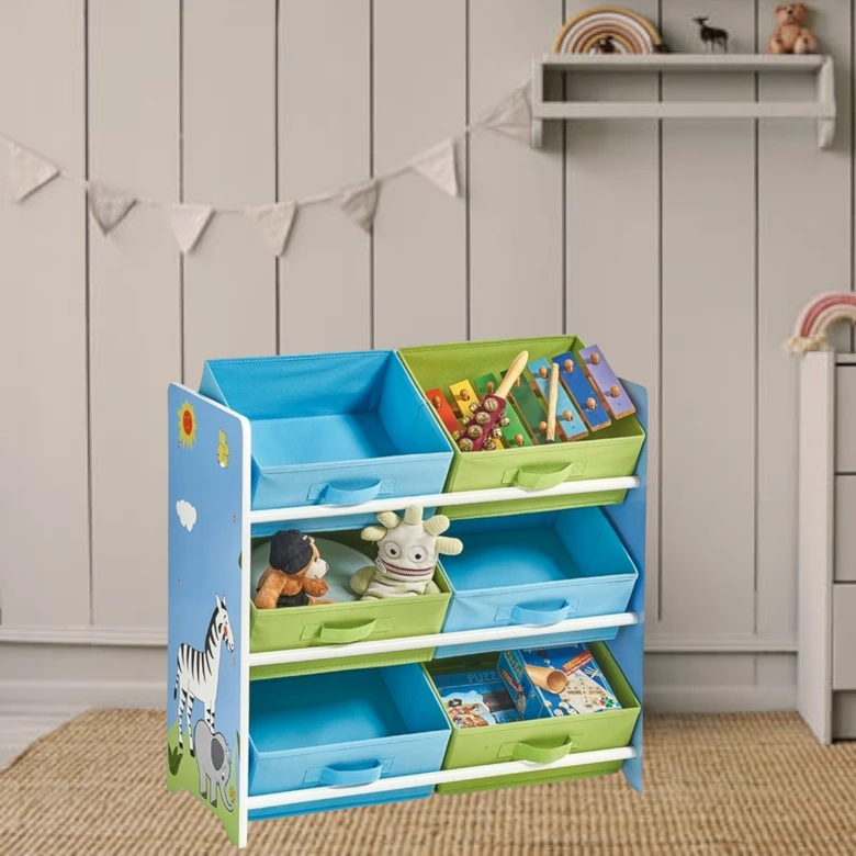 Органайзер за Играчки GINGER HOME, Етажерка за Детска Стая с Кутии за Съхранение, SAVANNA