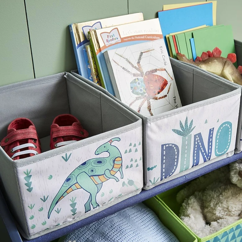 Детска Етажерка GINGER HOME, Органайзер за Играчки с Кутии за Съхранение DINOSAUR