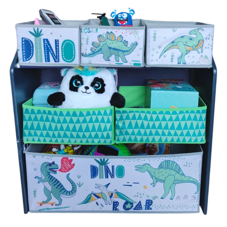 Детска Етажерка GINGER HOME, Органайзер за Играчки с Кутии за Съхранение DINOSAUR