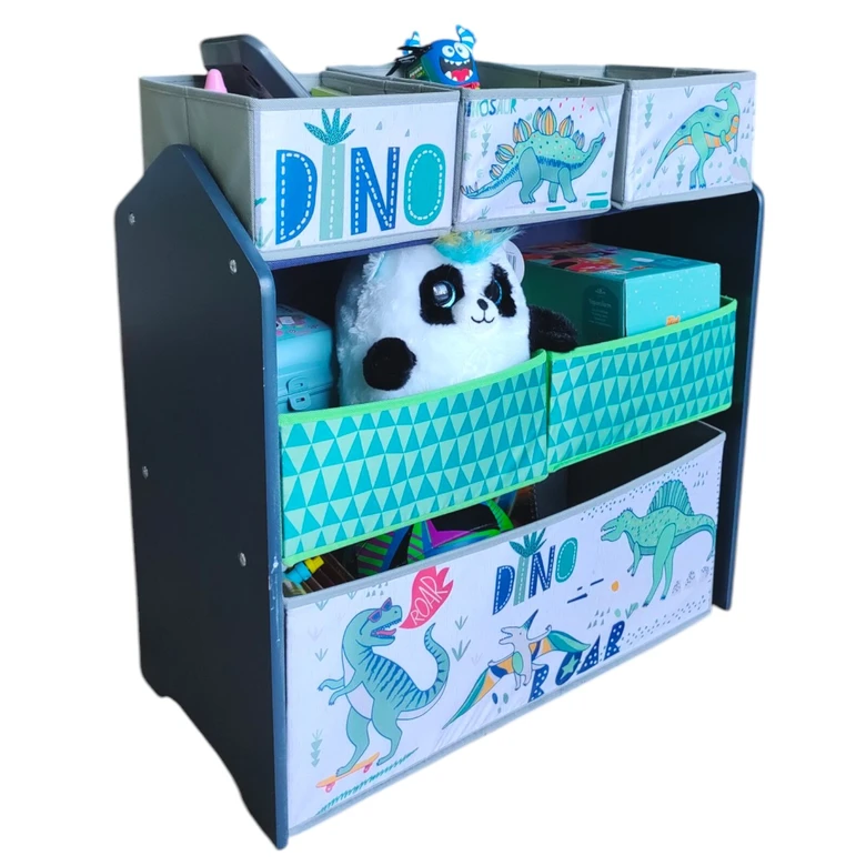 Детска Етажерка GINGER HOME, Органайзер за Играчки с Кутии за Съхранение DINOSAUR