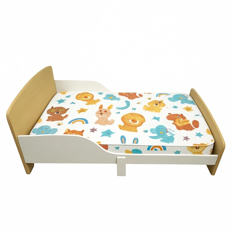 Детско Дървено Легло със Защита и Подматрачна Рамка 140/70 см – GINGER HOME