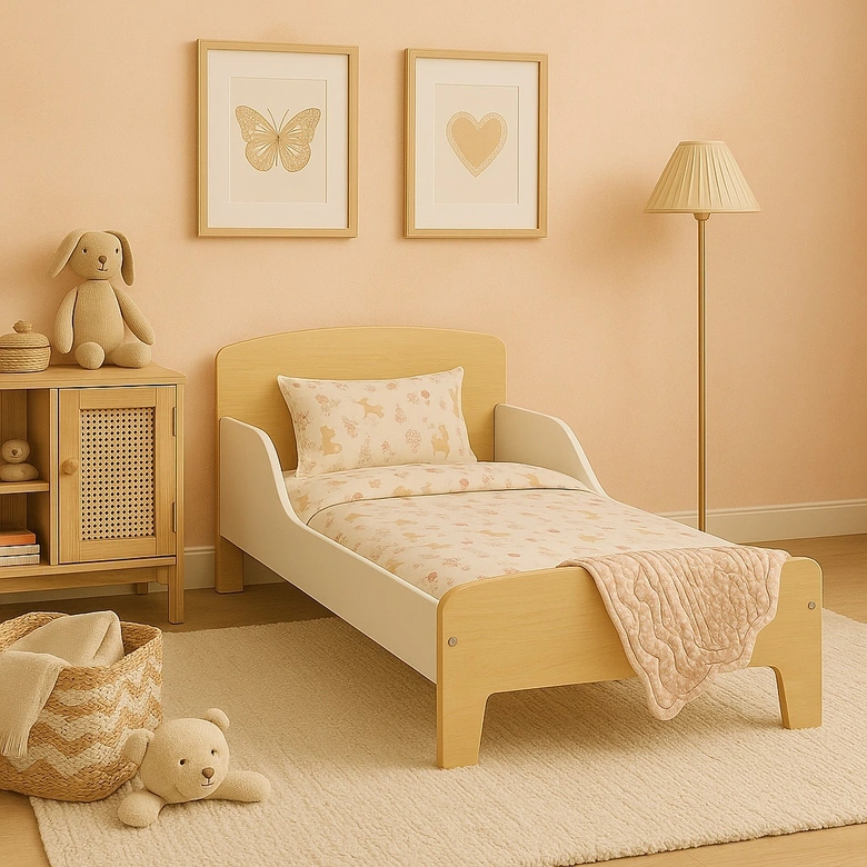 Детско Дървено Легло със Защита и Подматрачна Рамка 140/70 см – GINGER HOME