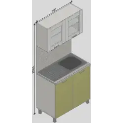 ШКАФ МЕДИЦИНСКИ - МОДУЛ ШКАФ С МИВКА И БАТЕРИЯ 90Х50 Н=200.3СМ