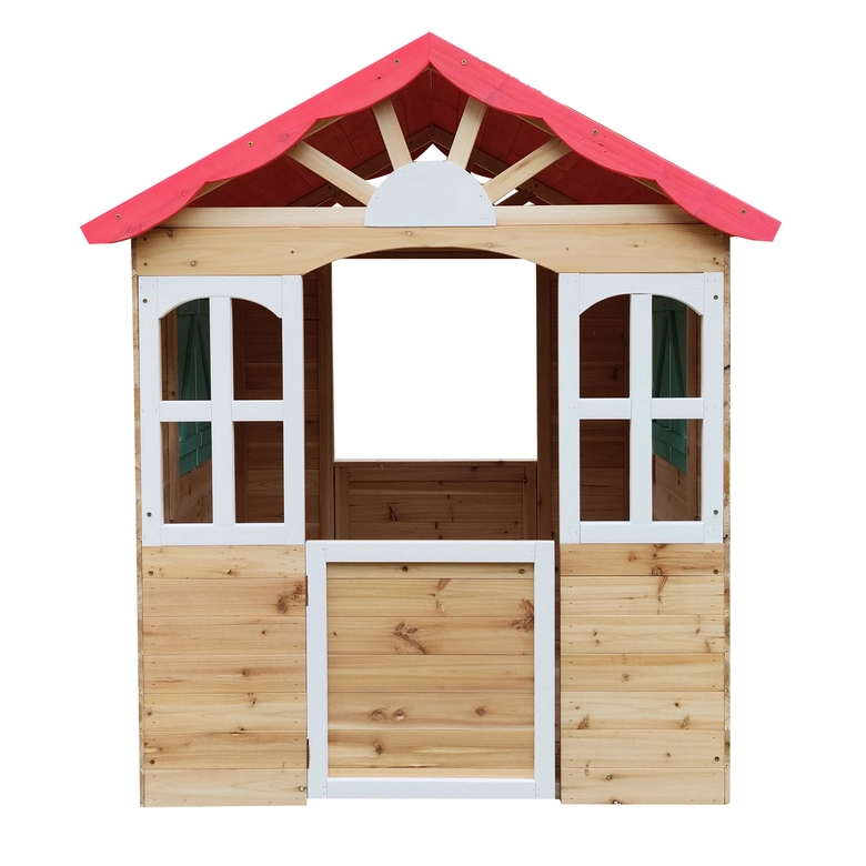 Детска дървена къщичка за игра на открито GINGER HOME – за двор и градина, 115×102×129 см