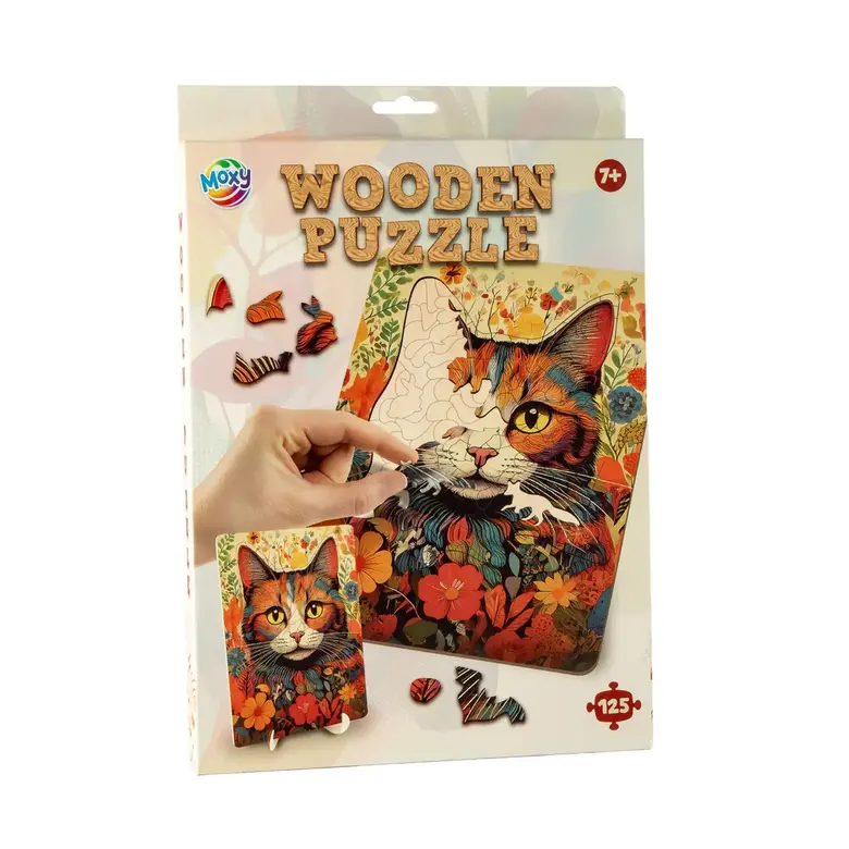 Moxy Пъзел Котка, уникални форми, дървен, 130 части