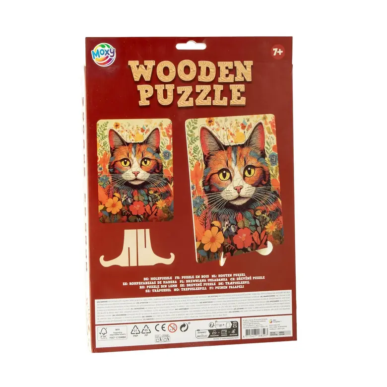 Moxy Пъзел Котка, уникални форми, дървен, 130 части