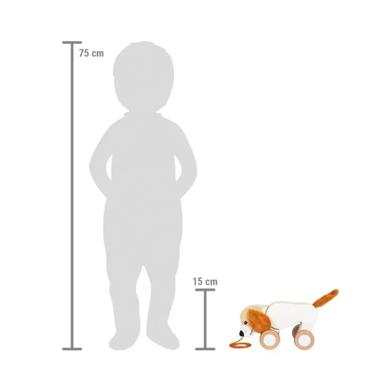 Small Foot Кученце за дърпане, дървено, с шумящи уши