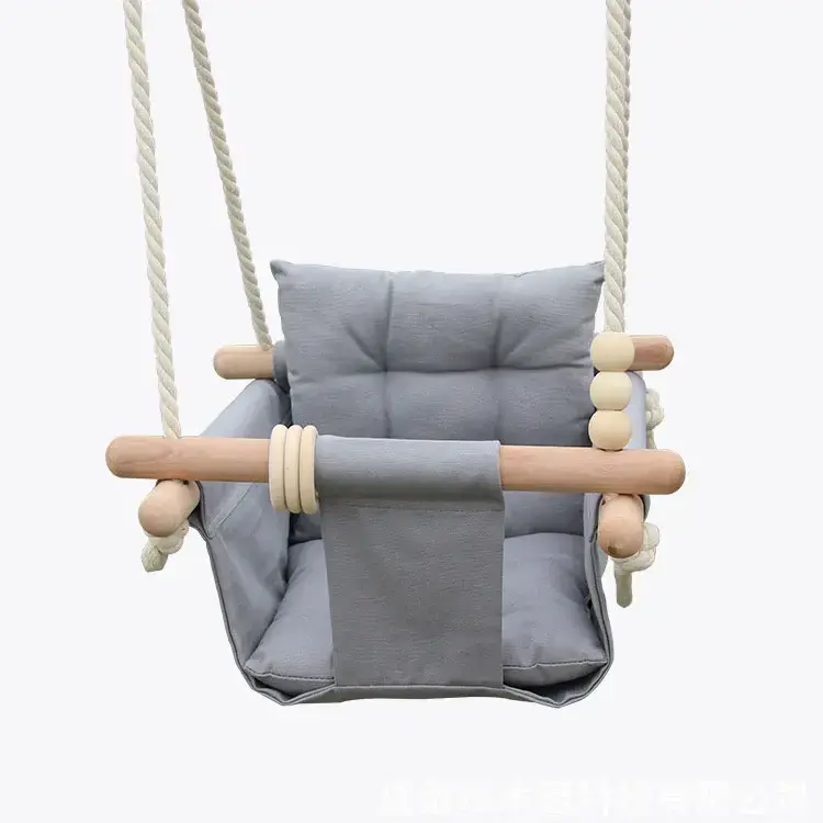 Детска Дървена Люлка GINGER HOME Scandi – Мека Памучна Седалка с Облегалка, 28×28×196 см