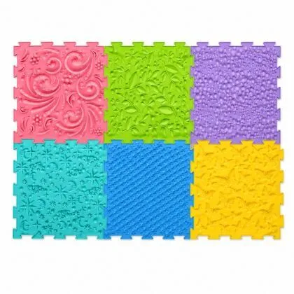 Модулен сензорен килим ORTHO PUZZLE, 6 части 30х30 см, Микс първи стъпки