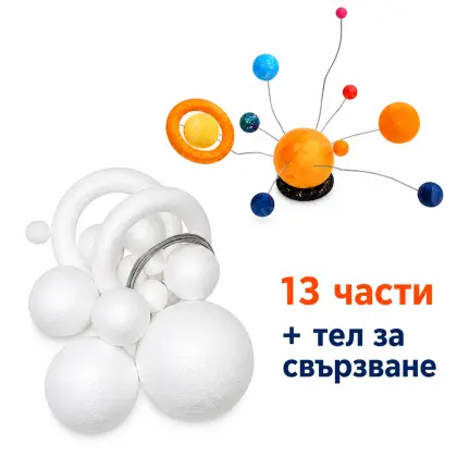 Комплект фигури от стиропор Слънчева система, 13 части 