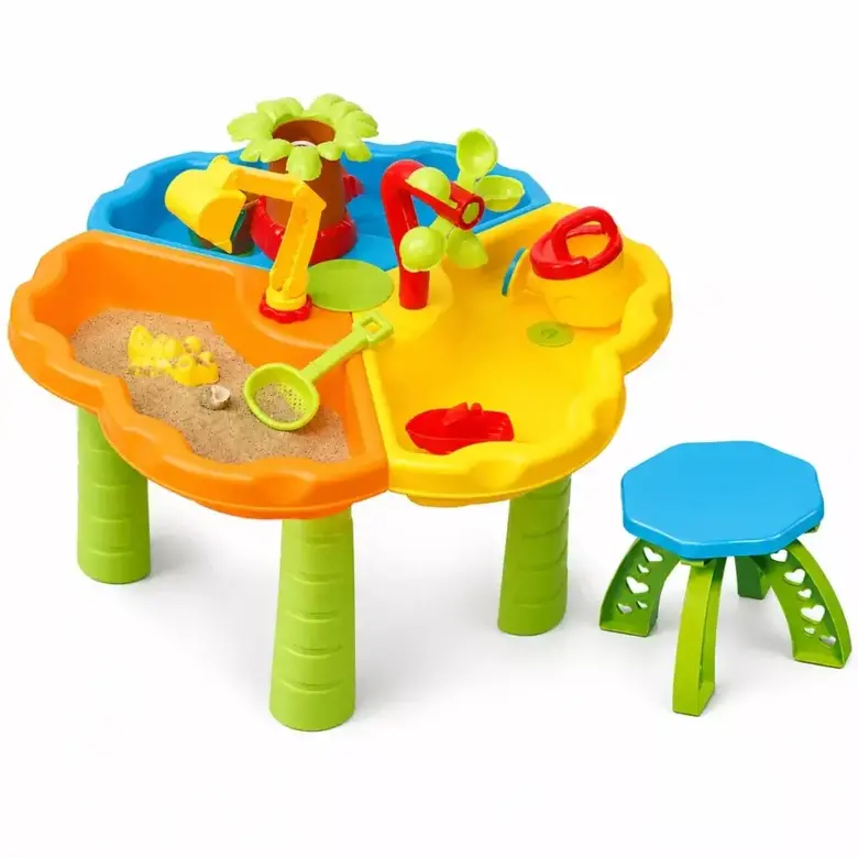 Сензорна маса за пясък и вода 2в1 със столче Jolly – детска водна маса с аксесоари