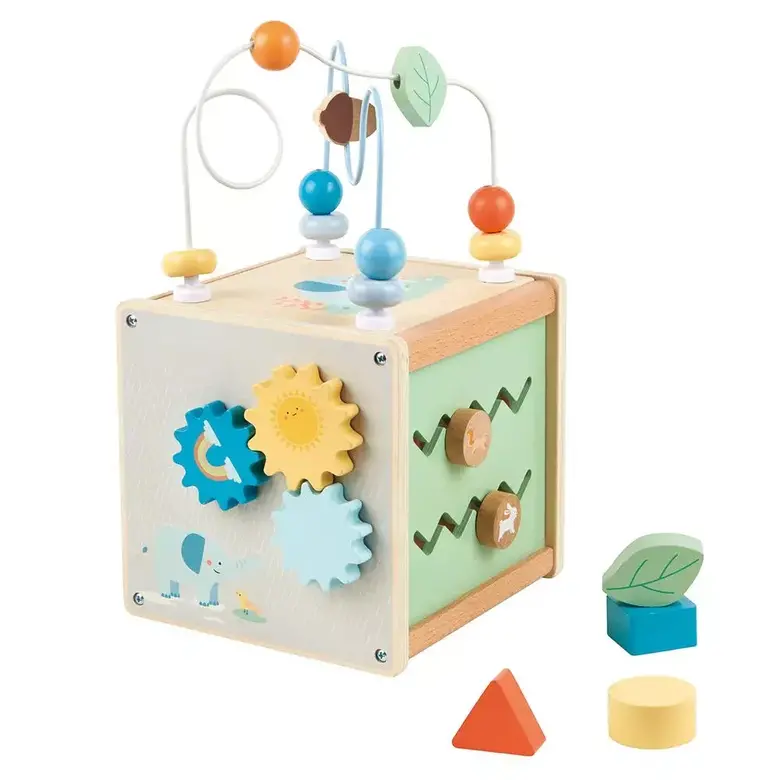 Дървен дидактически куб Вълшебна гора – Lelin Toys